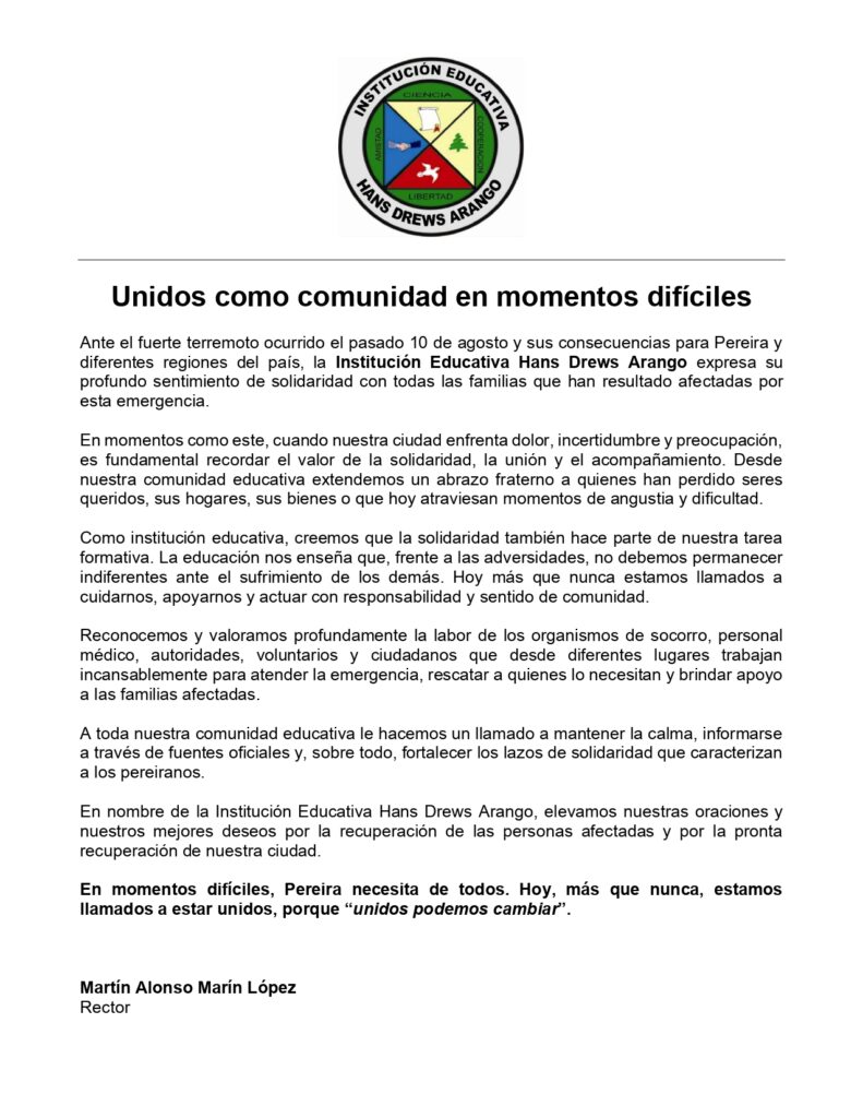Inicio unidos como comunidad en momentos difíciles